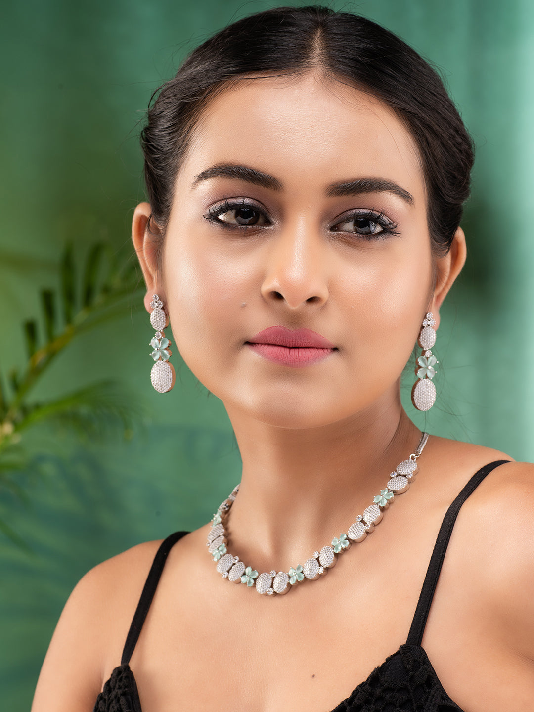 GoldPlated Lime green AD Studded Statement Jewellery Set, zaveri pearls, sale price rs, sale price, sale gold plated, sale gold, sale, rubans, ring, regular price, priyassi jewellery, kushal'